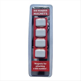 Bibits® Start Number Magnets | White | Simply Attach the Start Number | 20 x 15 mm | Set of 4 | for Use in Marathon or Half Marathon