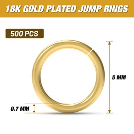 LETORIA 18K 5MM Gold Filled Jump Rings Non Tarnish Open Jump Rings for Jewelry Making and DIY Necklace Bracelet Pendant Earrings Charms and Key Chains (500PCS)