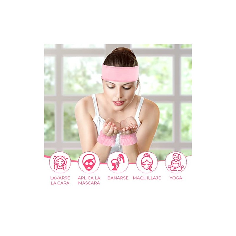 Kit de 12 piezas KINGTLE: 4 diademas skincare ajustables y