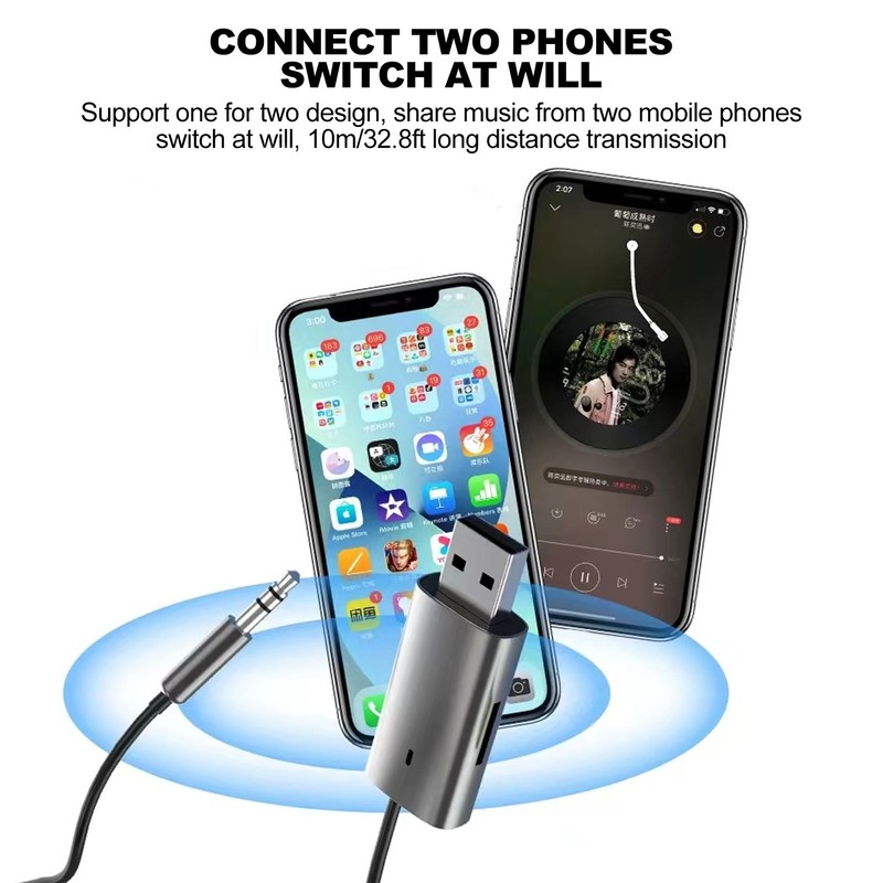 Bluetooth 5.1 Aux Adapter Built in Mic Hands Free Call