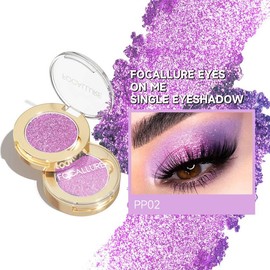 FOCALLURE Eyes On Me Pressed Powder Eyeshadow, Shimmery Eye Makeup & Highlight, Long-Lasting, High Pigmented Single Shade Eye Color, Glitter Finish, Hypoallergenic, BL01 Blue Sand - Colour: PP02 Lovit