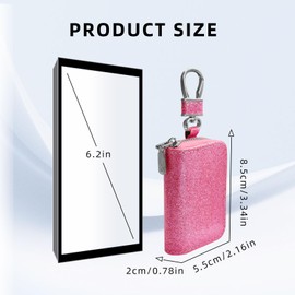 AdiStylinno Car Key Case, Multi-Functional PU Leather Car Key Fob Case with Zipper Portable Car Key Fob Cover for Women (Pink)