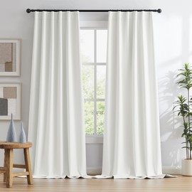 KEQIAOSUOCAI Natural Blackout Curtains 105 Inch Length 2 Panels, Boho Farmhouse Window Curtain Drapes for Living Room Rod Pocket/Back Tab/Hook Belt 34 by 105-inch
