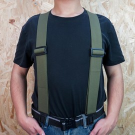 KUNN Men's Perry 1.5 inch Wide Suspender,Elastic Hook End Adjustable Suspenders, Green, Regular Length