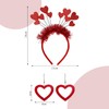 1 Red Headband, 1 Pair Of Heart-Shaped Pendant Earrings, Creative