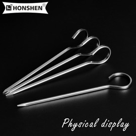 24 pack Flat Stainless Skewers, HONSHEN 4.75 inch Mini Short Barbecue Needle Barbecue Skewers,Baking Rods,Corn on The Grill (4.75 INCH Flat BBQ 24P)