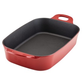 Rachael Ray NITRO Cast Iron Roasting Lasagna Pan/Baking Dish, Roaster/Rectangular, 9 Inch x 13 Inch, Red