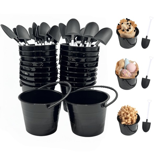 20 Set Plastic Dessert Cups with Shovel Spoons, Reusable 5.7oz
