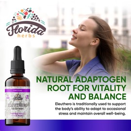 FLORIDA HERBS Eleuthero Tincture, Organic Eleuthero Extract (Siberian Ginseng, Eleutherococcus senticosus)