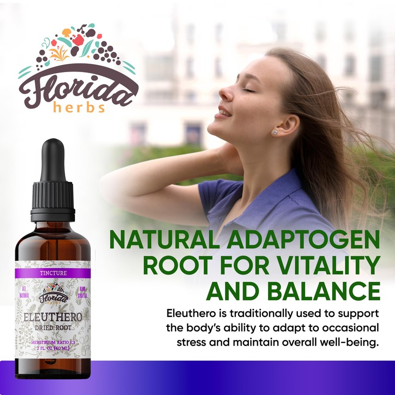 FLORIDA HERBS Eleuthero Tincture, Organic Eleuthero Extract (Siberian Ginseng, Eleutherococcus