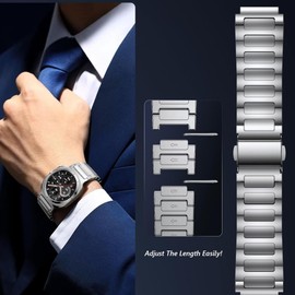 Lamshaw 22mm Solid Business Stainless Steel Metal Bands Compatible with Citizen CZ Smartwatch, CZ Smart Touchscreen Gen 2 CASUAL 41mm, Sport 44mm, CZ Smart Hybrid Gen 2 Sport Smartwatch (Silver, 22mm