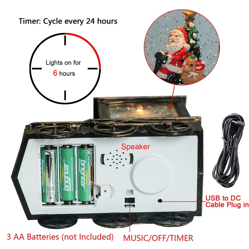 DRomance Music Snow Globe Train Lantern with Music and Timer,