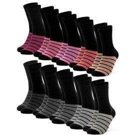 Occulto Women's Coloured Socks Pack of 10 (Model: Laura), Pink / Grey