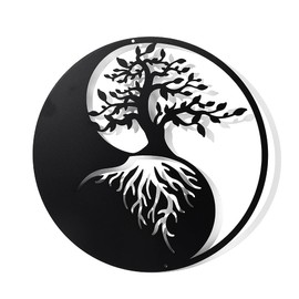NBEADS Tree of Life Metal Wall Art Decor, 30cm Yin Yang Wall Art Black Wall Hanging Decor Silhouette Wall Art for Bedroom Living Room Bathroom Office Garden Hotel Wall Decoration