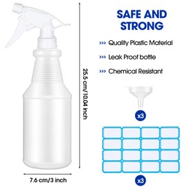 Yinder Yinder 18 Pcs 16 Oz Plastic Spray Bottle Bulk Empty Refillable Spray Bottles for Cleaning Solution Leak Proof Water Sprayer with Adjustable Nozzle Mist/Stream Mode(White)