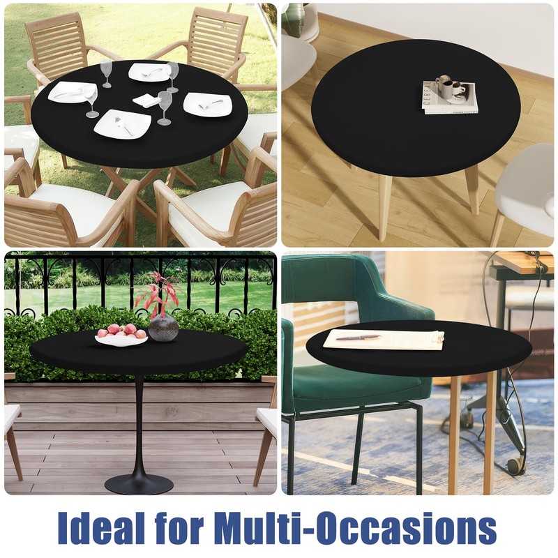 Moosfor Round Spandex Tablecloth 2 Pack, Elastic Fitted Waterproof Tablecloths
