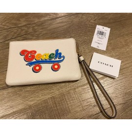 Coach NWT Coach x Pride Rainbow Wristlet in Leather - Roller Skate Style #C4573
