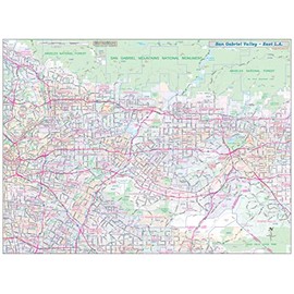 San Gabriel Valley-East Los Angeles Vicinity Wall Map (48" x 36") w/Zip Codes (Paper)