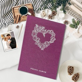 Miaikoe Photo Album 6x4 Slip in, Linen 300 Pockets Photo Albums Holds 300 Horizontal 10x15cm Photos for Family Wedding Anniversary (Purple)