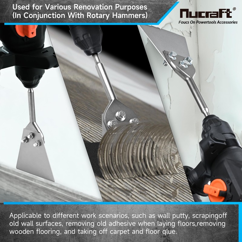 Nucraft 5'' x 10'' SDS Plus Floor Scraper, Tile Removal