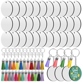 Sublimation Blanks Keychains Bulk, 200 PCS Keychains Ornament Tag Set Include 50 PCS Heat Transfer Double-Side Sublimation Blanks, Key Chains, Leather Tassels, Jump Rings for DIY Craft Making