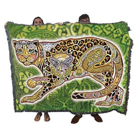 Pure Country Weavers Jaguar Blanket - Animal Spirits Totem by Sue Coccia - Gift Tapestry Throw Woven from Cotton - Made in The USA (72x54)