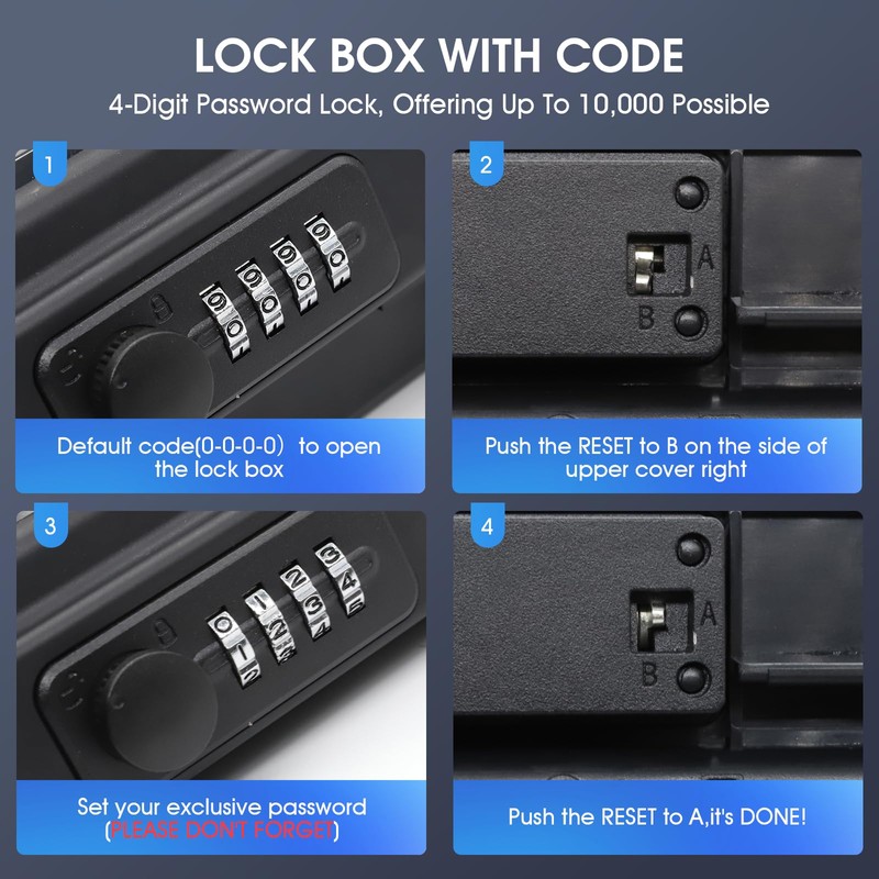 Eikovia Beach Lock Box,Travel Safe Lock Box with Removable Chain,Locking