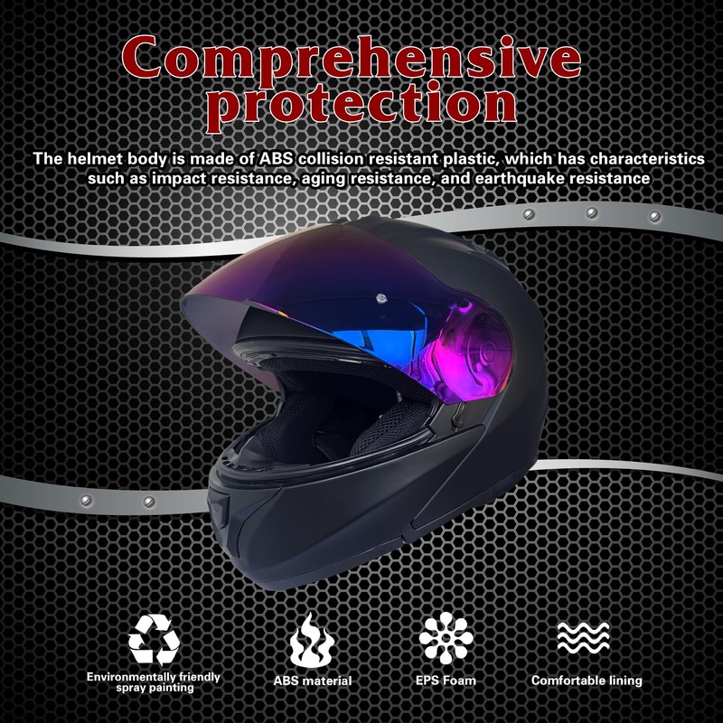 KRN Adult Modular Flip-up Motorcycle Helmet - DOT Approved Street