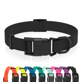 Kidding Pets Waterproof Dog Collar, Easy to Clean Rubber Dog Collars with Quick Release Buckle Fits Small Medium or Large Dogs (Black, L < 15.4-24.8 inch)