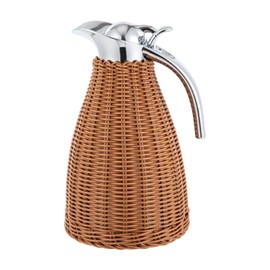 Stainless Steel Coffee Thermal Carafe 1.5L Double Walled Vacuum Insualted Carafe with Handmade Rattan Body for Hot/Cold Water