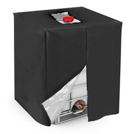 MECCANIXITY Zipper IBC Tote Cover 275 Gallon, 210D Oxford Waterproof Sunshade Rain Barrel Water Tank Protective Cover for 1000L Outdoor Garden, (39.37 x 47.24 x 45.66 Inch, Black)