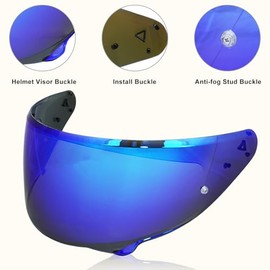 VCOROS Helmet Visor for HJ-38/I71/F71, Motorcycle Helmet Visor, Motorcycle Wind Protection Helmet Lens Visor, Integral Helmet Visor UV-Resistant, Motorcycle Helmet Visor Replacement (Blue)