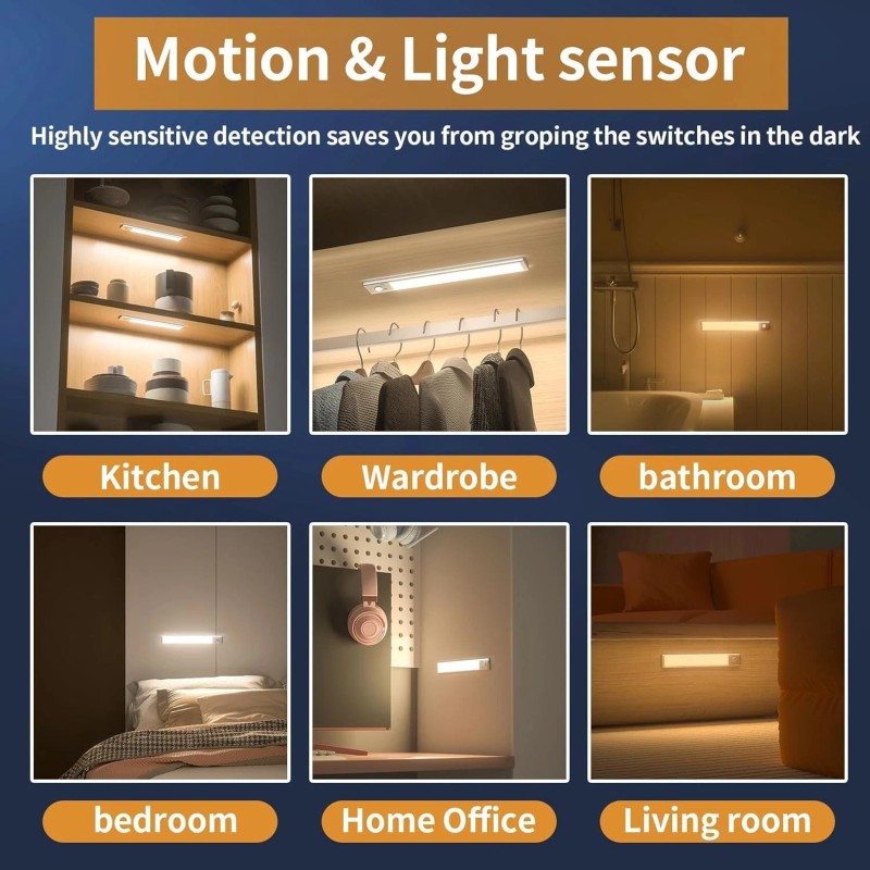 SOUL LINK 76 LED Motion Sensor Light, 2 Pack USB
