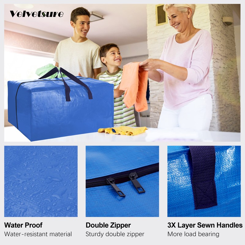 VELVETSURE Heavy Duty Extra Large Moving Bags W/Backpack Straps -