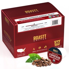 Organic Espresso Pods for Keurig K Cup Brewing, Organic Medium Dark Roast, Single Shot Espresso Pods compatible with kcup brewers, (36)
