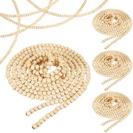 Loetere 4 Pcs 72 ft Christmas Tree Wood Bead Garland Christmas Wooden Beads Garland Hanging Boho Christmas Decor Rustic Farmhouse Home Decor for Table Wall Holiday Mantel Ornaments (Regular)
