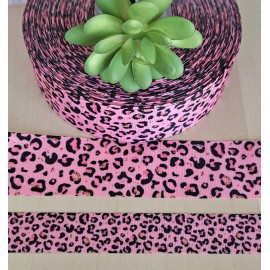 7/8 & 1.5"  (1 YD) Pink Leopard Grosgrain Ribbon Animal Cheetah Cheer Bow - 1 1/2"