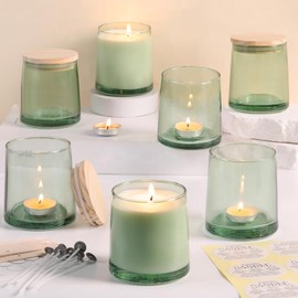 DARJEN 12 Pack Green Candle Jars for Making Candles- 9 OZ Empty Glass Candle Making Jars with Making Kits, Candle Making Supplies Candle Containers for Home DIY & GIFS