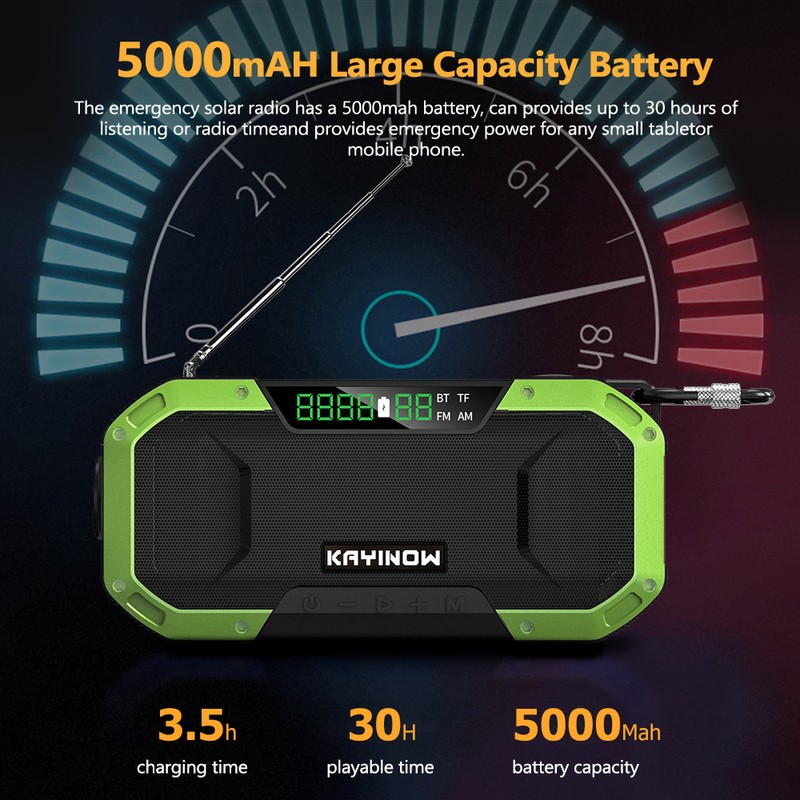 Portable Hand Crank Radio Multifunction IPX6 Waterproof Outdoor Emergency FM