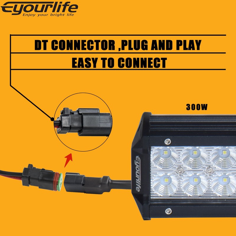 Eyourlife LED Light Bar Wiring Harness 2PCS (DT Connector 2