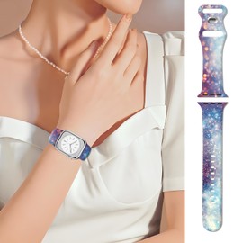 BALQOIFD Sport Bands Compatible with iWatch Band 38mm 40mm 41mm, Funny Soft Wristband Waterproof Replacement Sport Strap for iWatch Bands Series 9 8 7 6 5 4 3 2 1 SE Ultra Glitter Stars