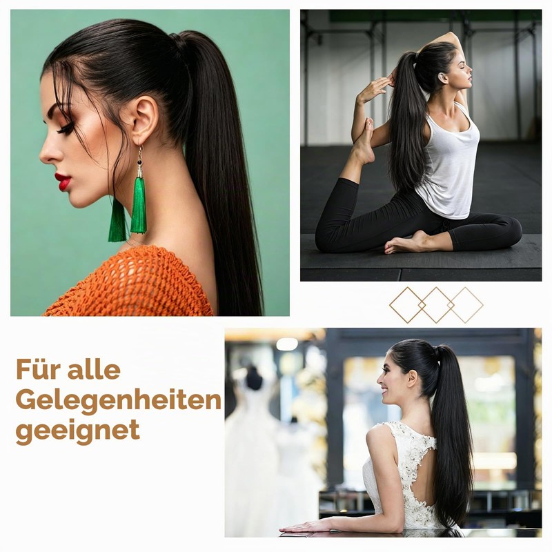 Ponytail Extension, Ponytail Hairpiece, 60 cm Long Straight Braid Extensions,