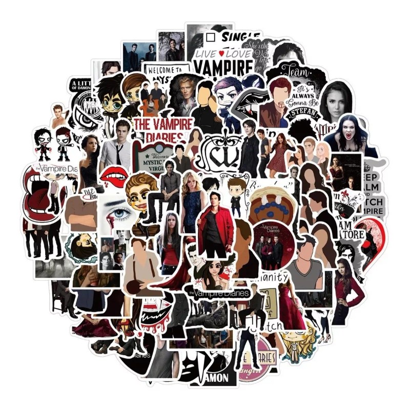 The Vampire Diaries 50 Calcomanias Serie Contra Agua
