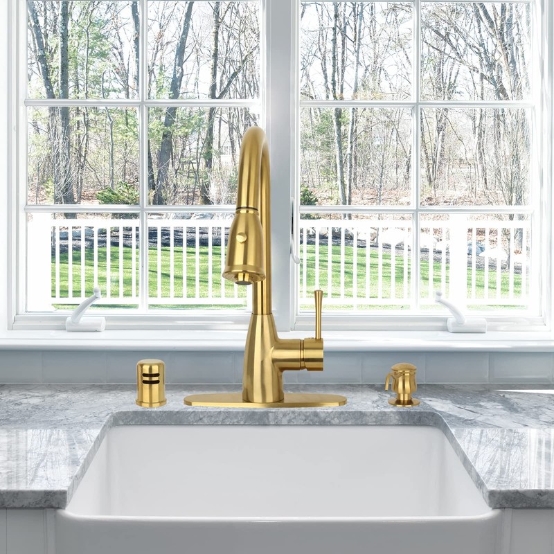 Akicon Brushed Gold Brass Finish Kitchen Dishwasher Air Gap Cap,