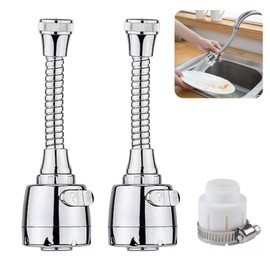 KASESSS Pack of 2 Tap Extension, 360° Swivel Tap Extender, Faucet Extender with Universal Adapter, Extension Tap, Tap Extension Hose for Home, Kitchen, Bathroom