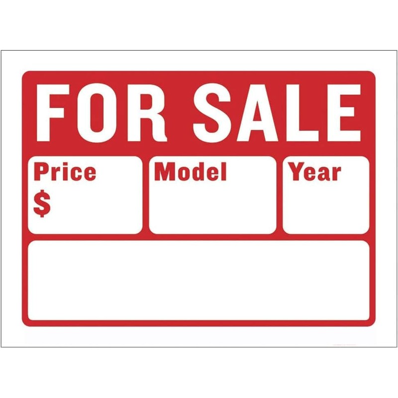 9" X 12" Car For Sale Sign for Car and