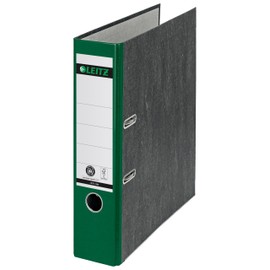 Leitz 10805055 Quality Folder 180°, A4, Climate-Neutral, 100% Recycled Cardboard, 8 cm Spine Width, Cloudy Marble Paper, Green Spine