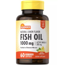 Sundance Fish Oil Softgels 1000mg | 60 Count | Omega-3 | Lemon Flavor | by Sundance