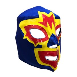 Mask Maniac Adult Lucha Libre Lace up Wrestling Mask - Blue/Yellow/Red …