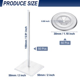 PATIKIL 150mm Self Stick Insulation Pins, 50Sets 2in Self Locking Washers Aluminum Insulation Hangers Cap Round Washers for Foam Board Wall Floor Ceiling